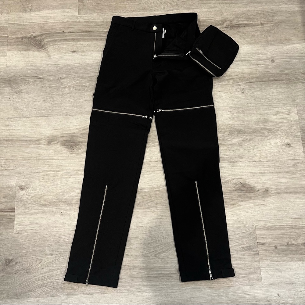 GOKYO RI BLACK CARGO ZIPPER PANTS